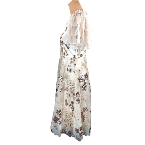 Jessakae Collection Moonlight Dress Sequin Ruffle Neck Party Cocktail Medium - Picture 8 of 16